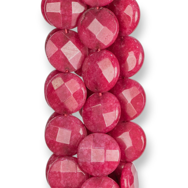 Rubellite Jade Στρογγυλό Λείο Επίπεδο Φούξια 20mm ελαφρύ