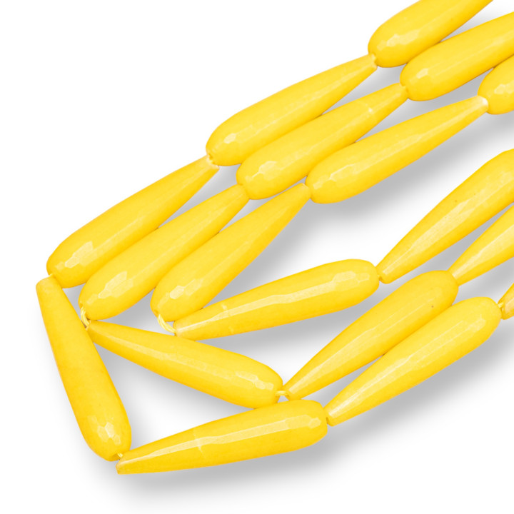 Jade Jaune Briolette Gouttes Facettes 9x40mm