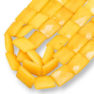 Rectángulo Plano Jade Amarillo Facetado 18x25mm