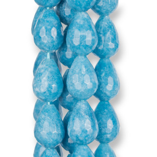 Angelit Facettierte Briolette Tropfen 15x20mm Intensiv