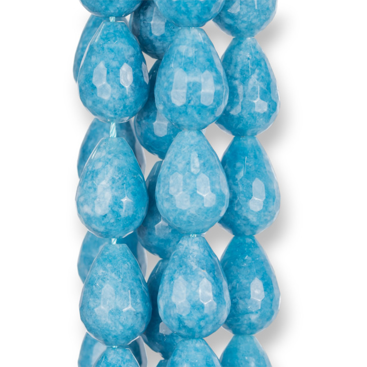 Angélite Gouttes Briolette Facettes 15x20mm Intense