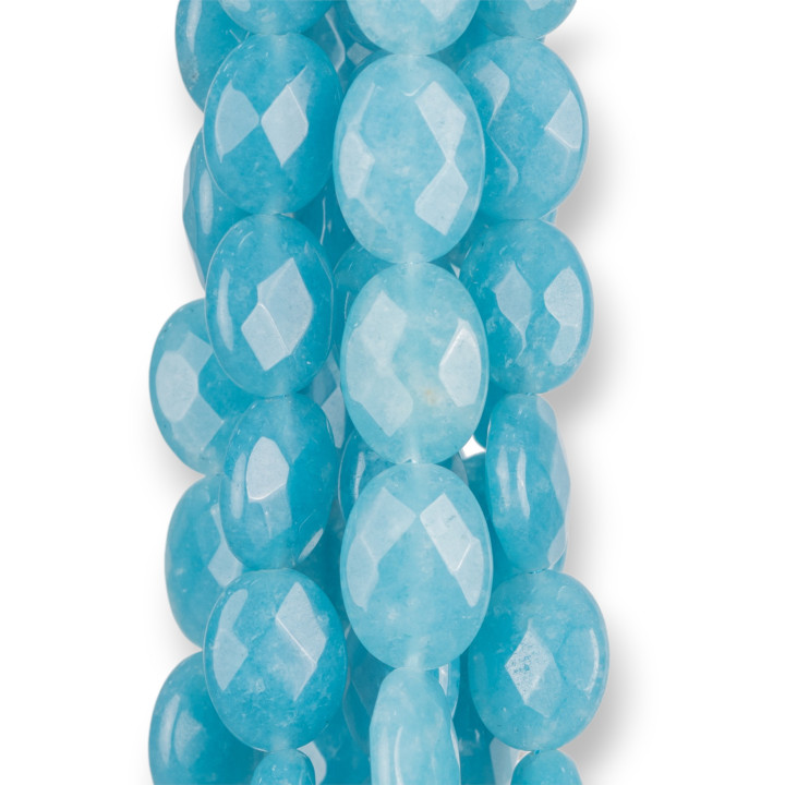 Angelite Oval Flat Faceted 12x16mm
