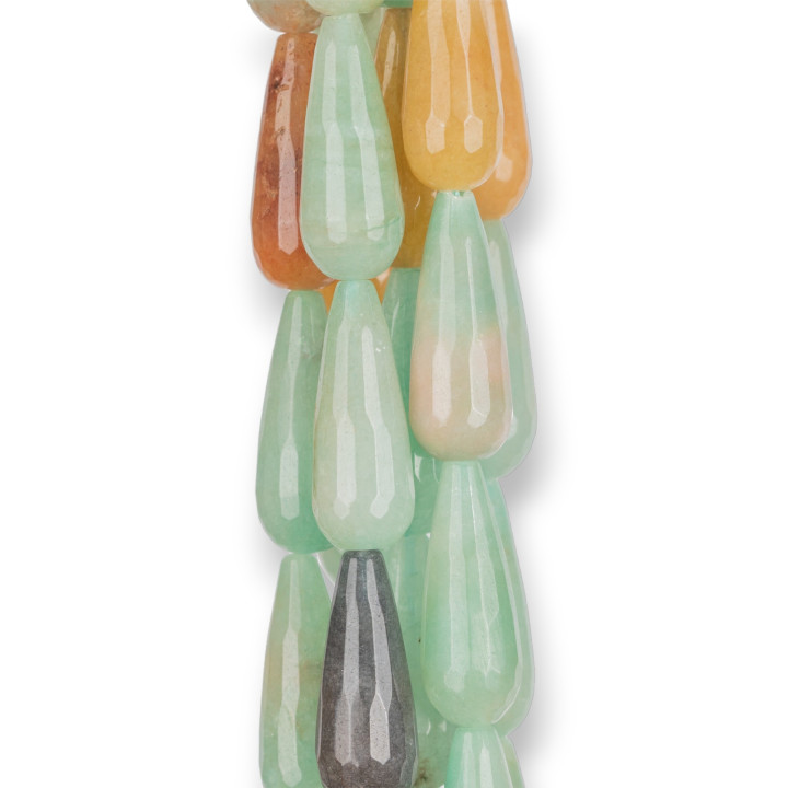 Aventurine Multicolore Gouttes Briolette Facettes 11x28mm