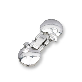 Fermoir Laiton Avec Strass - Pomme 14x30mm - 10pcs - Rhodium