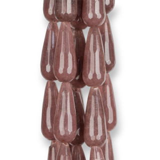 Dunkelbraune Jade Briolette Tropfen facettiert 11x28mm