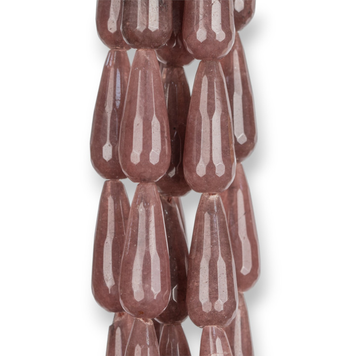 Gouttes Briolette Jade Marron Foncé Facette 11x28mm