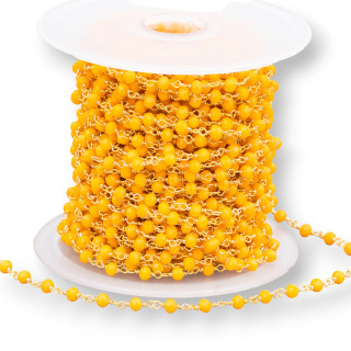 Rosary Chain With Crystals 15m Golden Orange