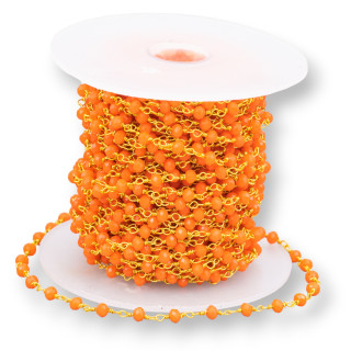 Rosary Chain With Intense Orange Golden Crystals 15mt