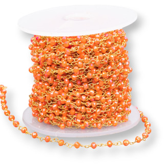 Rosary Chain With Crystals 15m Golden Coral AB