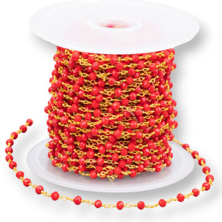 Rosenkranzkette mit Kristallen 15mt Goldrot