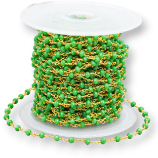 Rosary Chain With Light Green Golden Crystals 15mt