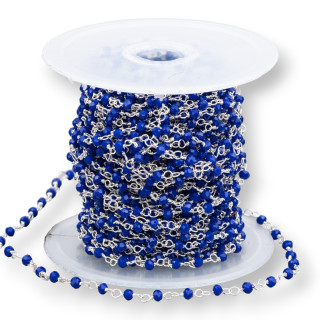 Rosary Chain With Crystals 15m Rhodium-plated Electric Blue