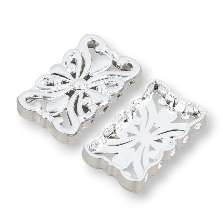 Componente de latón Espaciador rectangular 14x24 mm 20 piezas Plata