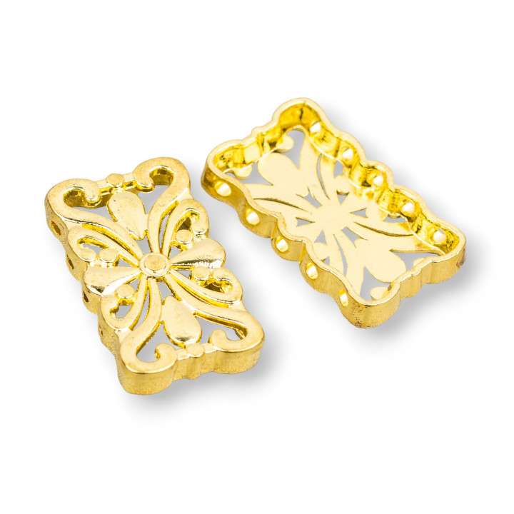 Espaciador rectangular de componente de latón 14x24 mm 20 piezas dorado