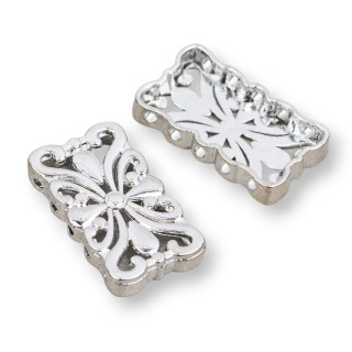 Entretoise Laiton Rectangle 14x24mm 20pcs Rhodium