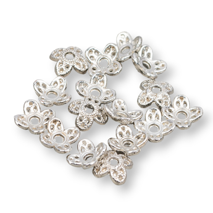 Brass Cups Flower 4 Petals 6.5mm 80gr 400pcs Rhodium Plated