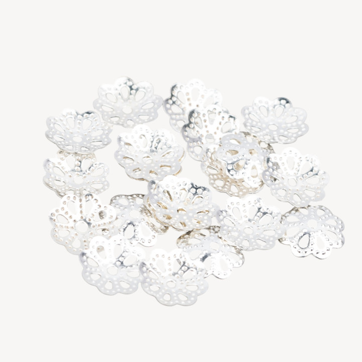 Perforated Brass Cups 10mm 120g Silver