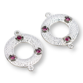 Intercalaire Laiton Rond Perforé Strass 24x30mm 25pcs Violet