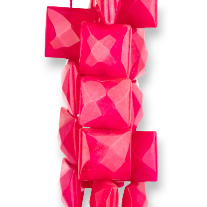 Jade Fuchsia Carré Facette Plat 16mm