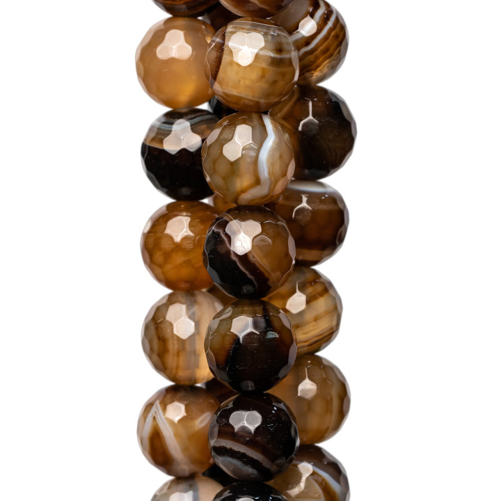 Agate Brune Strié Facette 10mm