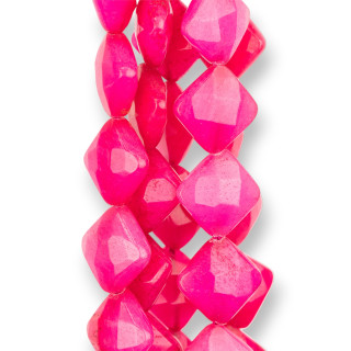 Fuchsia Jade Rhombus Faceted Flat 12mm Clear