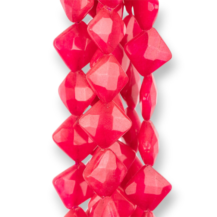 Fuchsia Jade Facettierter flacher Rhombus 14mm