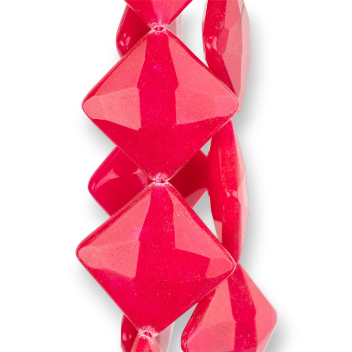 Fuchsia Jade facettierte flache Raute 25mm