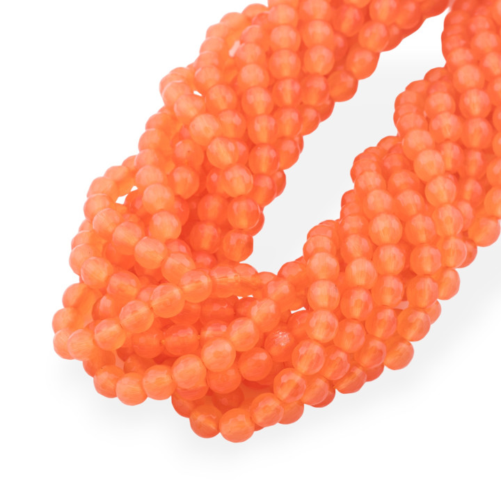 Occhio Di Gatto Arancio Perlina Tonda Sfaccettata 6mm