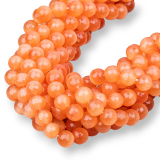 Occhio Di Gatto Arancio Perlina Tonda Sfaccettata 8mm