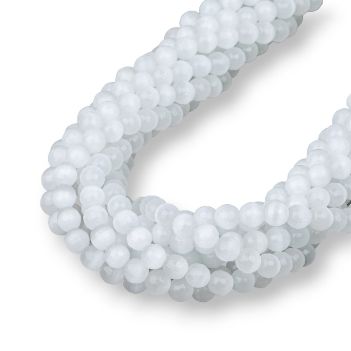 Occhio Di Gatto Bianco Perlina Tonda Sfaccettata 6mm