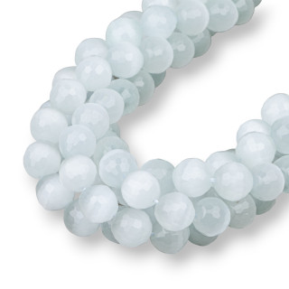 Occhio Di Gatto Bianco Perlina Tonda Sfaccettata 12mm