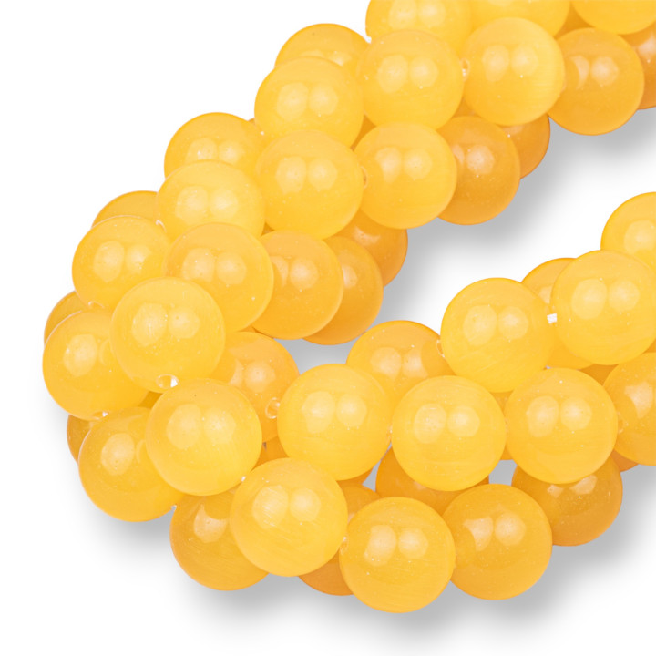 Oeil de Chat Rond Lisse Jaune 10mm