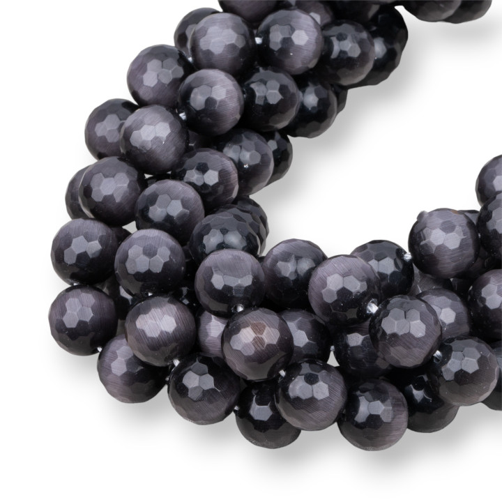 Intensives 10 mm facettiertes graues Katzenauge