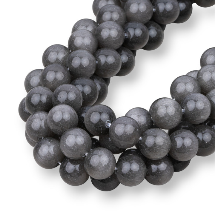 Oeil de Chat Gris Rond Lisse 12mm