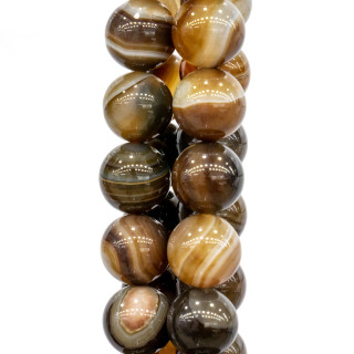 Agate Brune Ronde Lisse Rayée 20mm