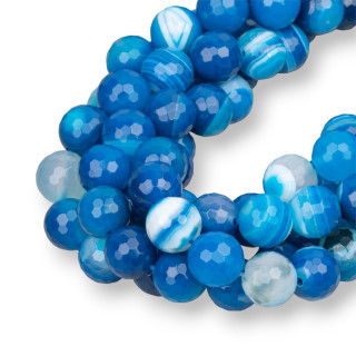 Agate Bleu Intense Strié Facette 20mm