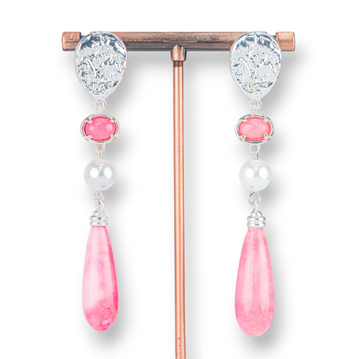 Boucles D'oreilles Tiges Bronze Forgé Gouttes Dure Dure 13x75mm Rose