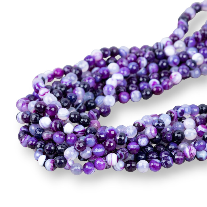 Ágata Morada Estriada Facetada 06mm Intenso