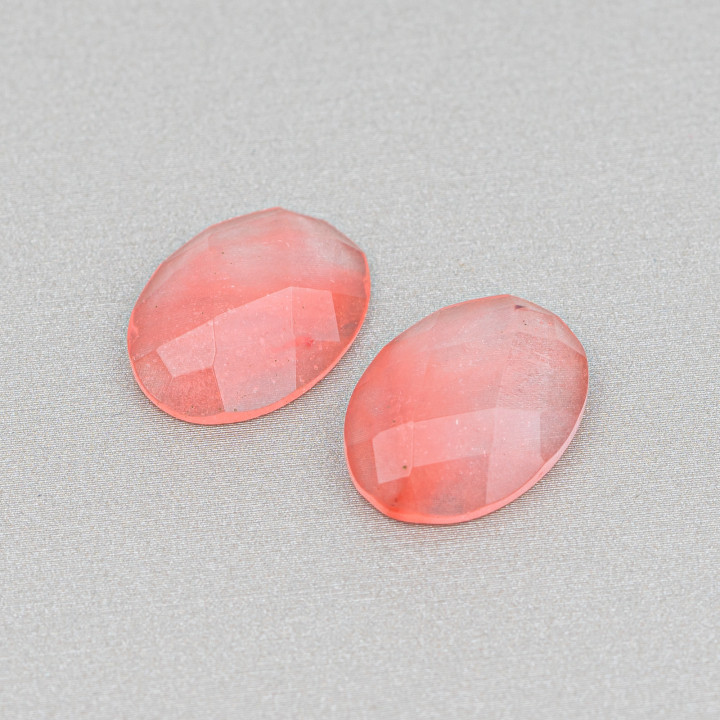 Cabujón Cristal Oval Facetado 13x18mm 10uds Rojo