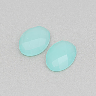 Cabochon di Cristallo Ovale Sfaccettato 13x18mm 10pz Verde