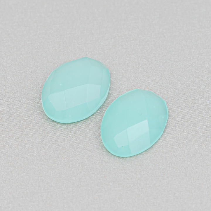 Oval Faceted Crystal Cabochon 13x18mm 10pcs Green