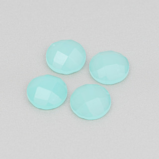 Cabochon di Cristallo Tondo Sfaccettato 15mm 10pz Verde