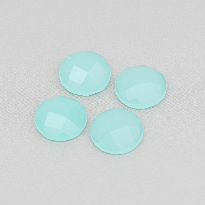 Cabochon di Cristallo Tondo Sfaccettato 15mm 10pz Verde