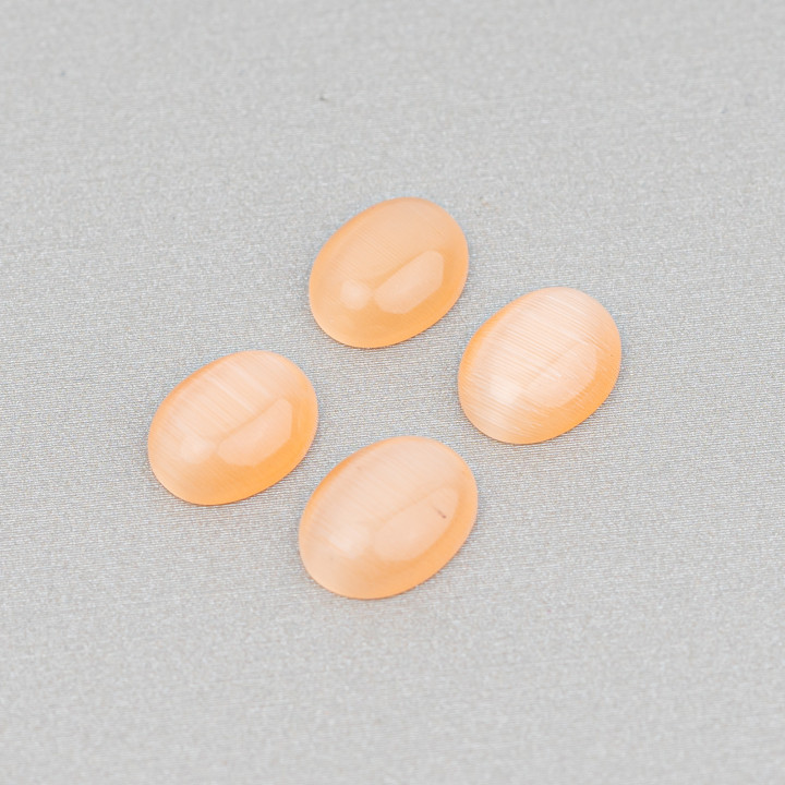 Cat Eye Cabochon Set Ovale 8x10mm 40pcs Orange Clair