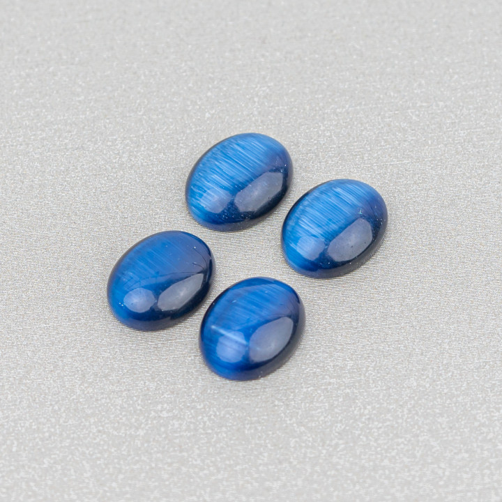 Cabochon Di Occhio Di Gatto Incastonati Ovale 8x10mm 40pz Blu
