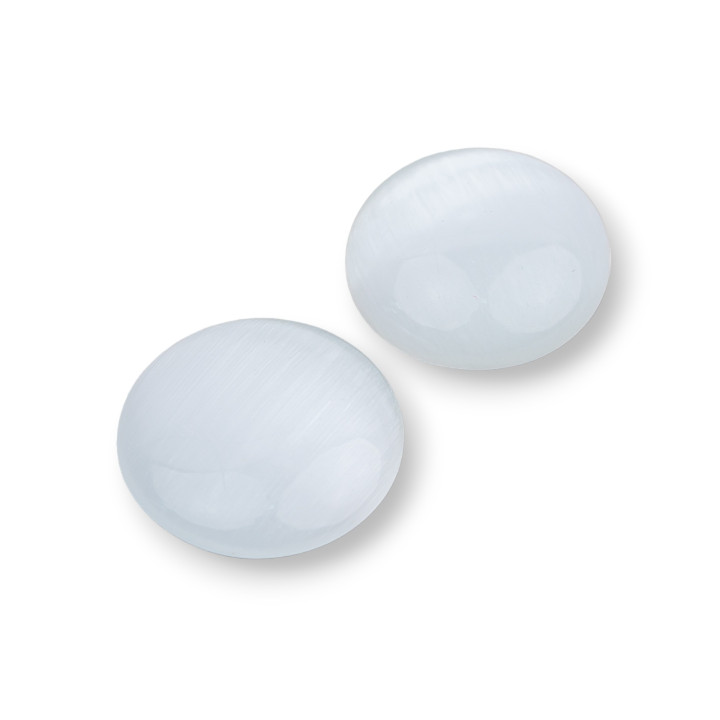 Round Synt Cat's Eye Cabochon 16mm 30τμχ Λευκό