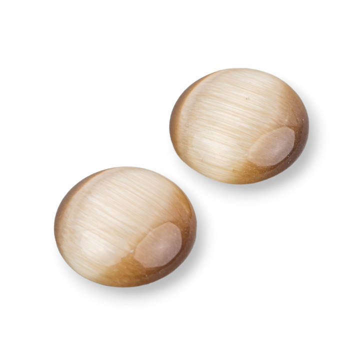 Round Synt Cat's Eye Cabochon 16mm 30pcs Brown