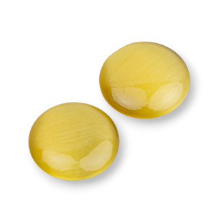 Round Synt Cat's Eye Cabochon 16mm 30τμχ Μουστάρδα