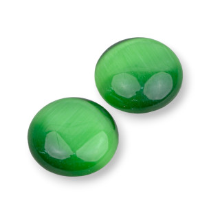 Round Synt Cat's Eye Cabochon 16mm 30pcs Green