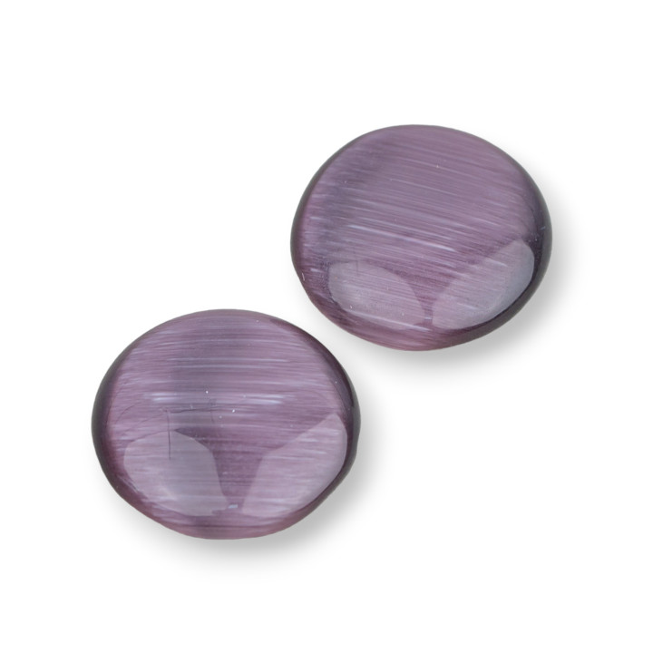 Round Synt Cat's Eye Cabochon 16mm 30τμχ Μωβ